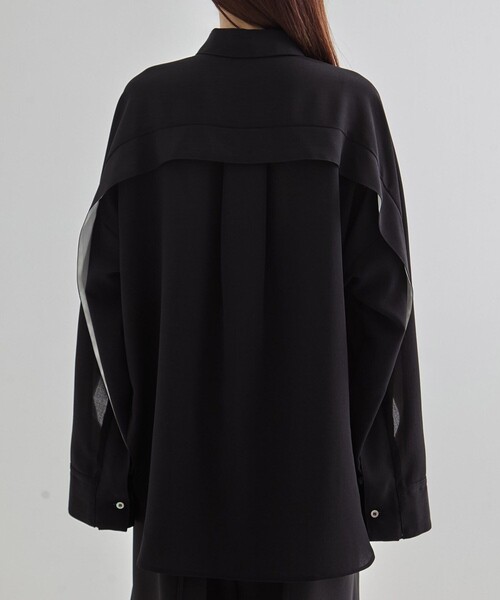 ブラウス シャツ Cape Detail Sheer Over Shirt｜ウォッシャブル/防シワ/冷房対策/夏服 レディース Cape Detail Sheer Over Shirt｜ウォッシャブル/防シワ/冷房対策