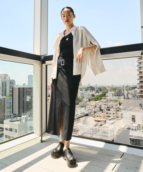 ブラウス シャツ Cape Detail Sheer Over Shirt｜ウォッシャブル/防シワ/冷房対策/夏服 レディース Cape Detail Sheer Over Shirt｜ウォッシャブル/防シワ/冷房対策