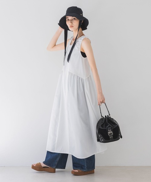 JEANASIS（ジーナシス）の「イソザイボリューム NS ワンピース/452789（ワンピース・レディース・ホワイト/ブラック・FREE）」の4枚目の写真