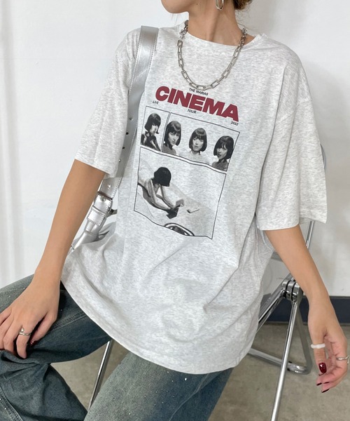 non-hedge（ノンヘッジ）の「転写ロゴプリントビッグTシャツ（Tシャツ/カットソー・レディース・オートミール/グレー/オフホワイト/ブラック・FREE）」の4枚目の写真