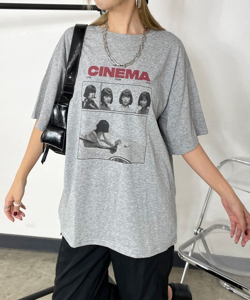 non-hedge（ノンヘッジ）の「転写ロゴプリントビッグTシャツ（Tシャツ/カットソー・レディース・オートミール/グレー/オフホワイト/ブラック・FREE）」の3枚目の写真