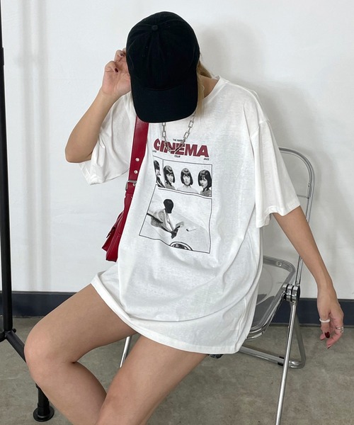 non-hedge（ノンヘッジ）の「転写ロゴプリントビッグTシャツ（Tシャツ/カットソー・レディース・オートミール/グレー/オフホワイト/ブラック・FREE）」の6枚目の写真