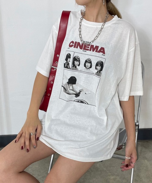 non-hedge（ノンヘッジ）の「転写ロゴプリントビッグTシャツ（Tシャツ/カットソー・レディース・オートミール/グレー/オフホワイト/ブラック・FREE）」の7枚目の写真