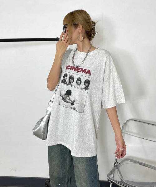 non-hedge（ノンヘッジ）の「転写ロゴプリントビッグTシャツ（Tシャツ/カットソー・レディース・オートミール/グレー/オフホワイト/ブラック・FREE）」の12枚目の写真