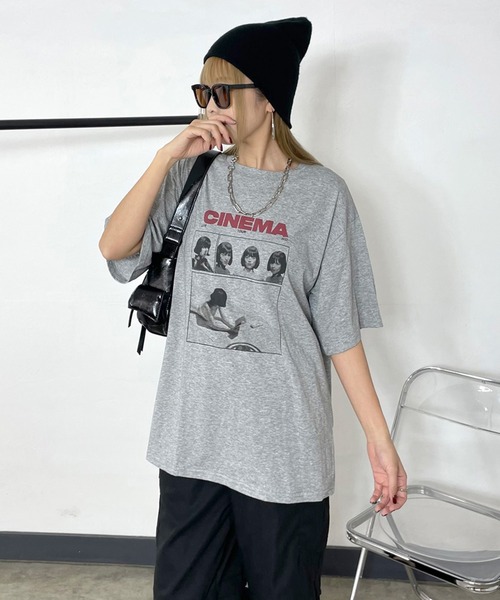 non-hedge（ノンヘッジ）の「転写ロゴプリントビッグTシャツ（Tシャツ/カットソー・レディース・オートミール/グレー/オフホワイト/ブラック・FREE）」の15枚目の写真
