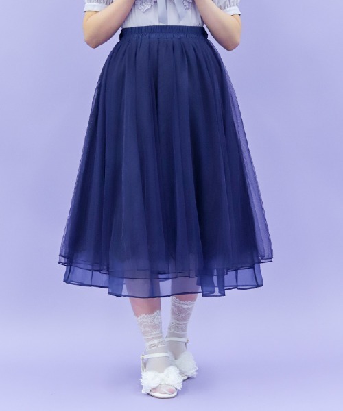 axes femme POETIQUE(アクシーズファムポエティック)の「レース×チュールスカート(スカート・レディース・ネイビー/ラベンダー/ピンク/グリーン/ホワイト/サックスブルー・MEDIUM)」の1枚目の写真