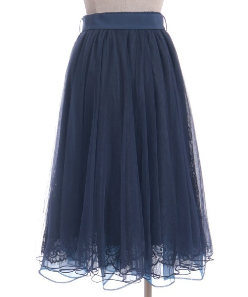 axes femme POETIQUE(アクシーズファムポエティック)の「レース×チュールスカート(スカート・レディース・ネイビー/ラベンダー/ピンク/グリーン/ホワイト/サックスブルー・MEDIUM)」の22枚目の写真