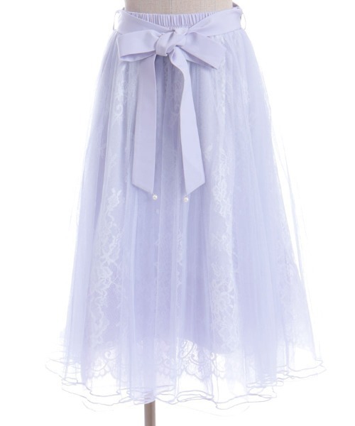 axes femme POETIQUE(アクシーズファムポエティック)の「レース×チュールスカート(スカート・レディース・ネイビー/ラベンダー/ピンク/グリーン/ホワイト/サックスブルー・MEDIUM)」の19枚目の写真