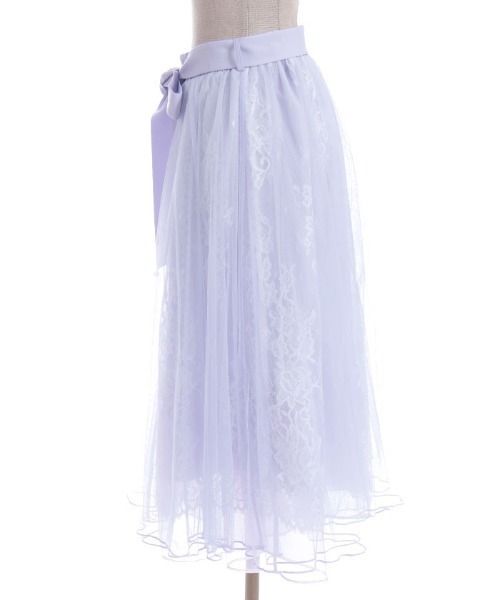 axes femme POETIQUE(アクシーズファムポエティック)の「レース×チュールスカート(スカート・レディース・ネイビー/ラベンダー/ピンク/グリーン/ホワイト/サックスブルー・MEDIUM)」の18枚目の写真