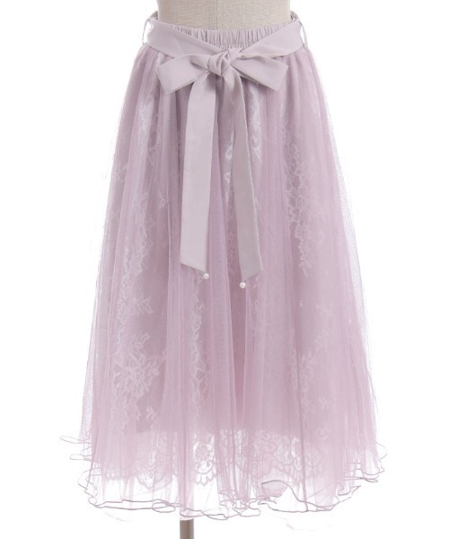 axes femme POETIQUE(アクシーズファムポエティック)の「レース×チュールスカート(スカート・レディース・ネイビー/ラベンダー/ピンク/グリーン/ホワイト/サックスブルー・MEDIUM)」の11枚目の写真