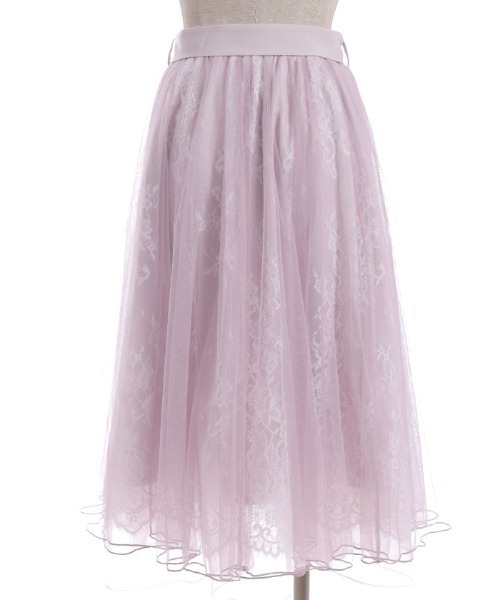 axes femme POETIQUE(アクシーズファムポエティック)の「レース×チュールスカート(スカート・レディース・ネイビー/ラベンダー/ピンク/グリーン/ホワイト/サックスブルー・MEDIUM)」の9枚目の写真