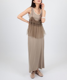 layered rib sleeveless long one piece