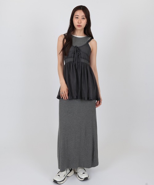 セール】layered lib sleeveless long one piece（ワンピース