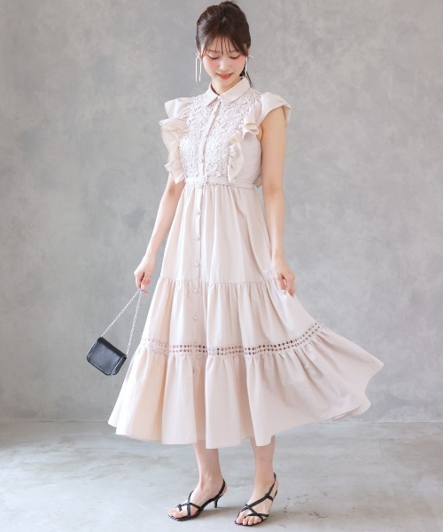 【美品】 N°21 コットン シャツワンピース フリル リボン ベージュ 36 楽天市場】【SALE】 ダブルボタンセーラーフリル襟ワンピース