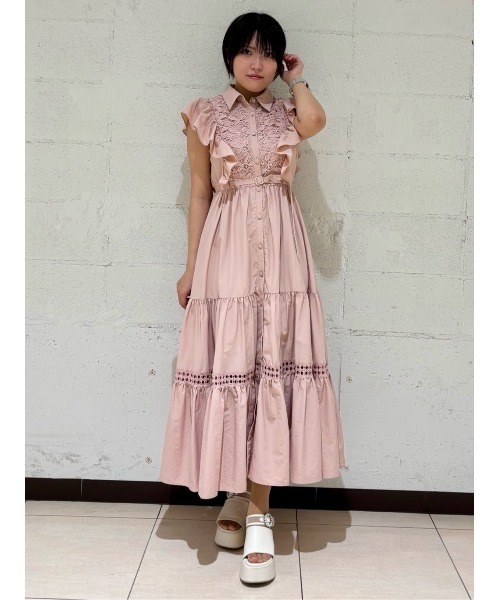 美品 アルマアンローズ ストレッチ フリル シャツ ワン