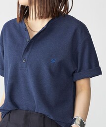 【WEB限定】SHIPS: メランジ カノコ ヘンリーネック Tシャツ (半袖)