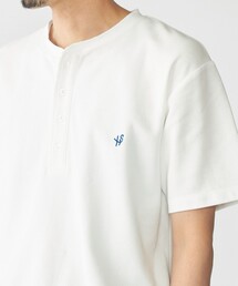 【WEB限定】SHIPS: メランジ カノコ ヘンリーネック Tシャツ (半袖)
