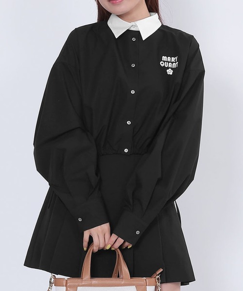 ブラウス シャツ マリークワント mary quant 撥水UVロング ブラウス レディース セール】レトロロゴサイドリボン ブラウス（シャツ/ブラウス