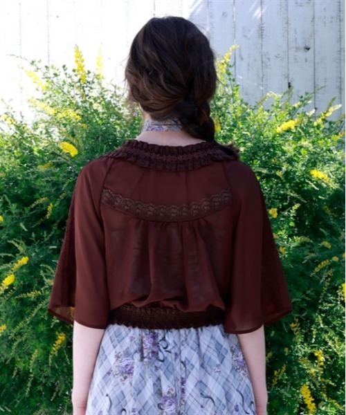 axes femme（アクシーズファム）の「フレア袖シアーブルゾン（ブルゾン・レディース・ブラック/ブラウン/キナリ・FREE）」の9枚目の写真