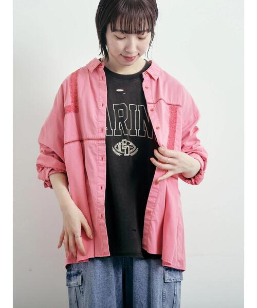 SM2（エスエムツー）の「レースブロッキングシャツ（シャツ/ブラウス・レディース・ブルー/チャコールグレー/ベージュ/ピンク/ブラウン・F）」の5枚目の写真