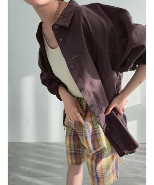 SM2（エスエムツー）の「レースブロッキングシャツ（シャツ/ブラウス・レディース・ブルー/チャコールグレー/ベージュ/ピンク/ブラウン・F）」の12枚目の写真