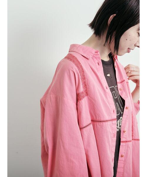 SM2（エスエムツー）の「レースブロッキングシャツ（シャツ/ブラウス・レディース・ブルー/チャコールグレー/ベージュ/ピンク/ブラウン・F）」の17枚目の写真