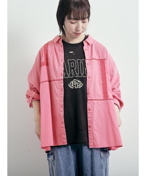 SM2（エスエムツー）の「レースブロッキングシャツ（シャツ/ブラウス・レディース・ブルー/チャコールグレー/ベージュ/ピンク/ブラウン・F）」の18枚目の写真