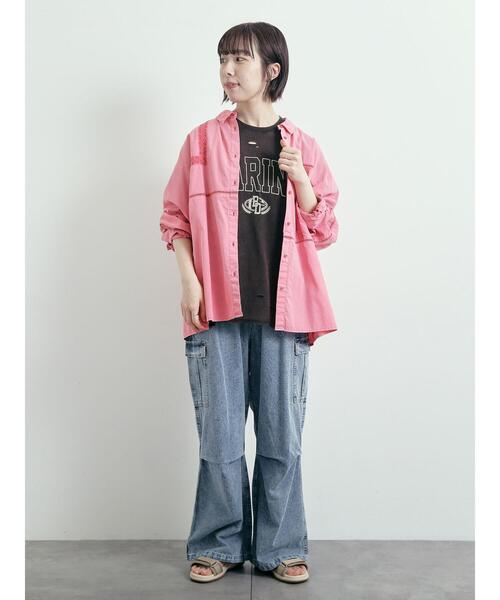 SM2（エスエムツー）の「レースブロッキングシャツ（シャツ/ブラウス・レディース・ブルー/チャコールグレー/ベージュ/ピンク/ブラウン・F）」の22枚目の写真