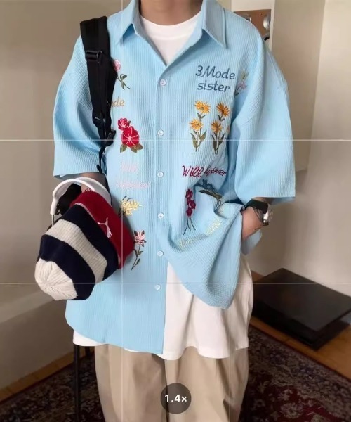 LAPINE BLEUE セーリング刺繍シャツ セール】フラワー刺繍シャツ（シャツ/ブラウス）｜B.R.U（ブル