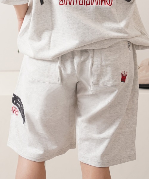 1111clothing（ワンフォークロージング）の「クラウン サガラ刺繍 スウェットショーツ / Crown Sagara Embroidery Sweatshorts（その他パンツ・メンズ・ブラック/グレイッシュベージュ/ホワイト系・M/XL/L）」の17枚目の写真