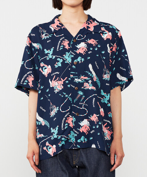 美品SUN SURF ハワイアンシャツ 半袖 ダークブラウン SUN SURF | 半袖ハワイアンシャツ “THE SONG OF HAWAII” MEN