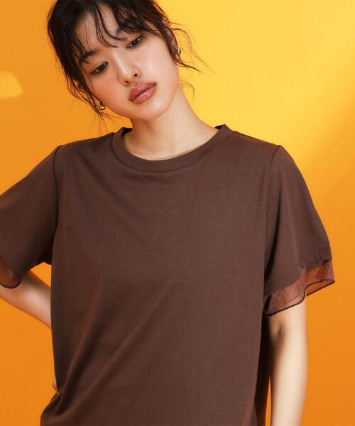 THE SHOP TK (ザ ショップ ティーケー )の「【再入荷】袖シアーTシャツ【接触冷感/UV/洗濯機OK】(Tシャツ/カットソー・レディース・オフホワイト/ブラック/サックスブルー/ダークブラウン・12/13)」の15枚目の写真