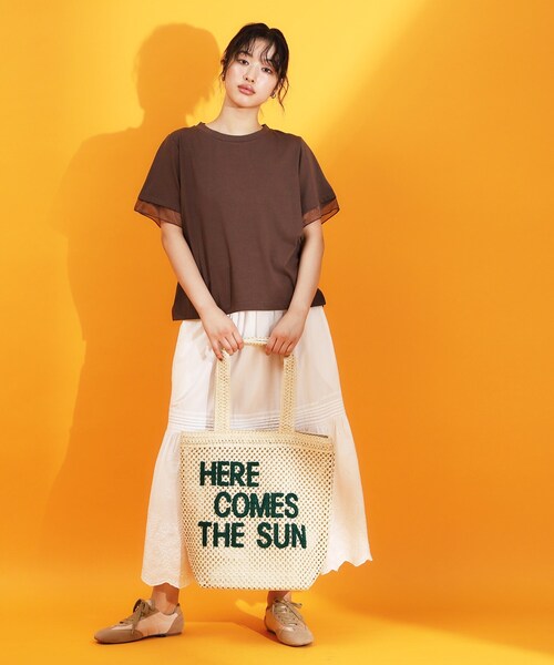 THE SHOP TK (ザ ショップ ティーケー )の「【再入荷】袖シアーTシャツ【接触冷感/UV/洗濯機OK】(Tシャツ/カットソー・レディース・オフホワイト/ブラック/サックスブルー/ダークブラウン・12/13)」の17枚目の写真