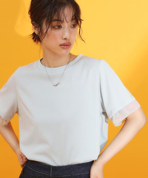 THE SHOP TK (ザ ショップ ティーケー )の「【再入荷】袖シアーTシャツ【接触冷感/UV/洗濯機OK】(Tシャツ/カットソー・レディース・オフホワイト/ブラック/サックスブルー/ダークブラウン・12/13)」の19枚目の写真