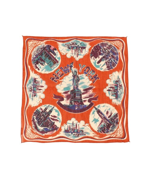 BINDU（ビンドゥー）の「BINDU / マップ プリント バンダナ 25F（バンダナ/スカーフ・レディース・ブラウン/サックスブルー/レッド・ONE SIZE）」の3枚目の写真