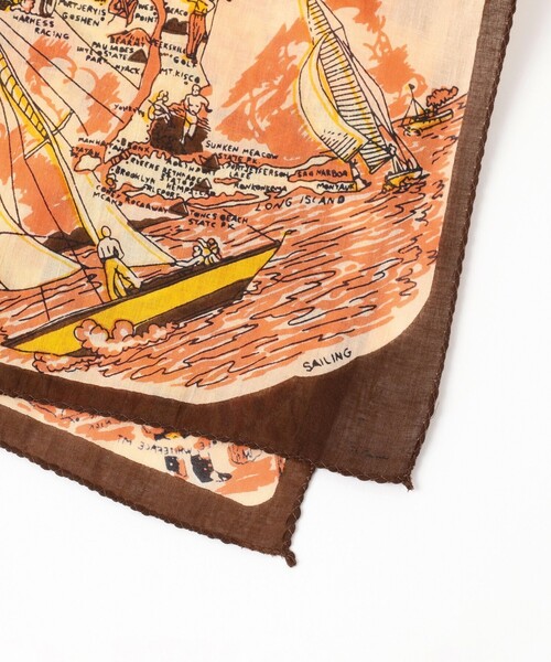 BINDU（ビンドゥー）の「BINDU / マップ プリント バンダナ 25F（バンダナ/スカーフ・レディース・ブラウン/サックスブルー/レッド・ONE SIZE）」の4枚目の写真