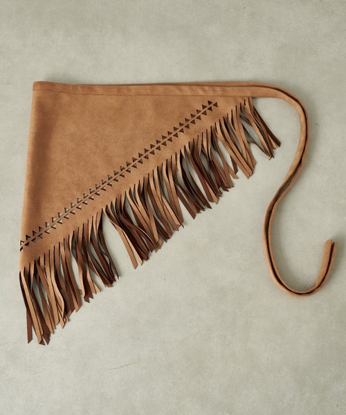 CIAOPANIC TYPY（チャオパニックティピー）の「スウェードフリンジスカーフ（ストール/ショール・レディース・ライトブラウン/チャコールグレー・ONE SIZE）」の6枚目の写真