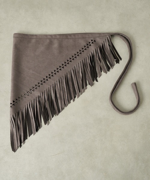 CIAOPANIC TYPY（チャオパニックティピー）の「スウェードフリンジスカーフ（ストール/ショール・レディース・ライトブラウン/チャコールグレー・ONE SIZE）」の9枚目の写真