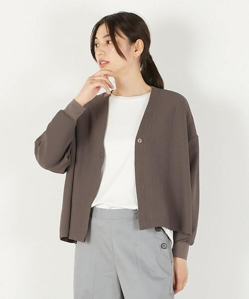 MELROSE claire(メルローズ クレール)の「【ワイドシルエットカットカーディガン】(カーディガン/ボレロ・レディース・チャコールグレー/ブラック/ホワイト・FREE)」の3枚目の写真