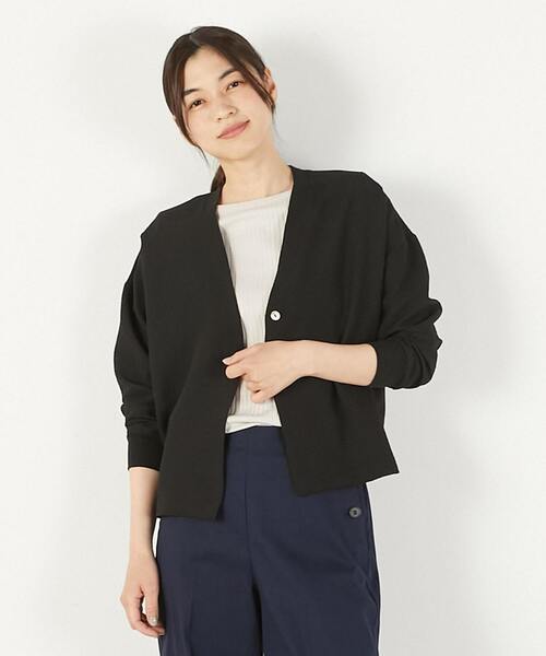 MELROSE claire(メルローズ クレール)の「【ワイドシルエットカットカーディガン】(カーディガン/ボレロ・レディース・チャコールグレー/ブラック/ホワイト・FREE)」の2枚目の写真