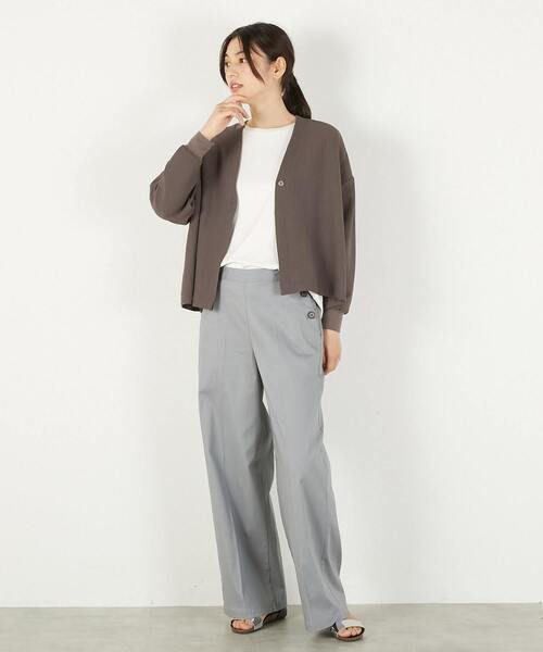 MELROSE claire(メルローズ クレール)の「【ワイドシルエットカットカーディガン】(カーディガン/ボレロ・レディース・チャコールグレー/ブラック/ホワイト・FREE)」の11枚目の写真