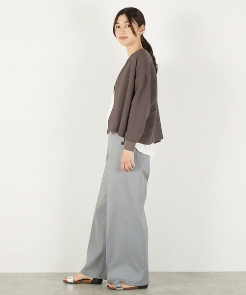 MELROSE claire(メルローズ クレール)の「【ワイドシルエットカットカーディガン】(カーディガン/ボレロ・レディース・チャコールグレー/ブラック/ホワイト・FREE)」の12枚目の写真