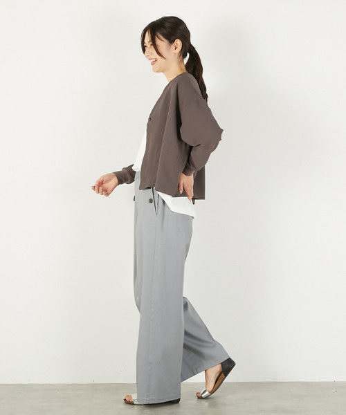 MELROSE claire(メルローズ クレール)の「【ワイドシルエットカットカーディガン】(カーディガン/ボレロ・レディース・チャコールグレー/ブラック/ホワイト・FREE)」の13枚目の写真