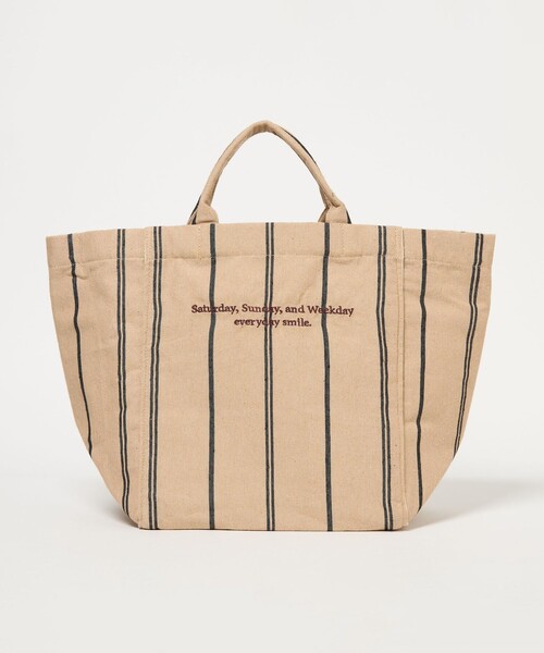 beej（ビージ）の「【別注】＜beej＞ストライプ トートバッグ -2WAY-（トートバッグ・レディース・ベージュ/ダークグレー・FREE）」の10枚目の写真