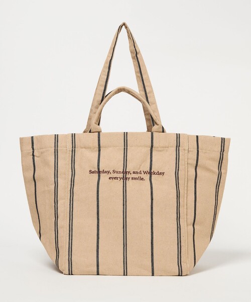 beej（ビージ）の「【別注】＜beej＞ストライプ トートバッグ -2WAY-（トートバッグ・レディース・ベージュ/ダークグレー・FREE）」の15枚目の写真