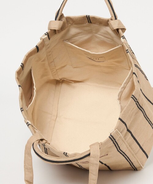 トートバッグ ベージュとダークブラウン ストライプ ストライプ柄トートバッグ | レディース,バッグ,トートバッグ