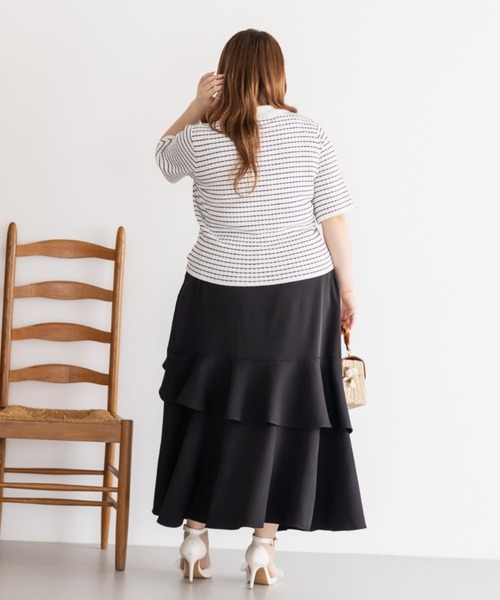 CLETTE(クレット)の「アシンメトリーラッフルスカート(スカート・レディース・ワイン/ブラック/チャコールグレー・LL/3L/4L)」の20枚目の写真