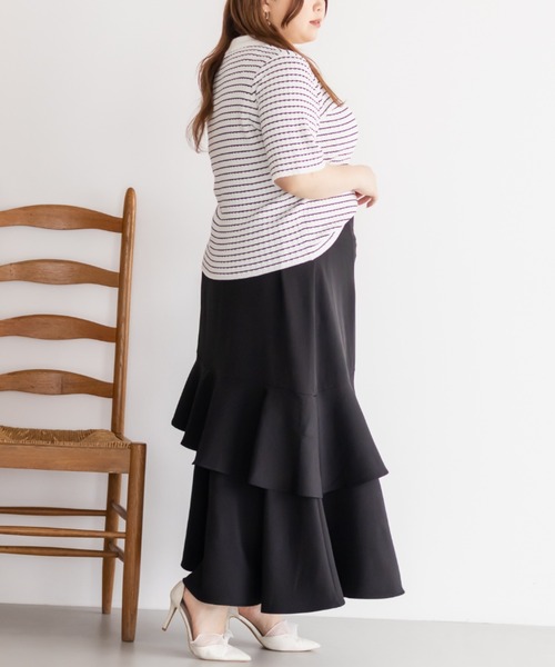 CLETTE(クレット)の「アシンメトリーラッフルスカート(スカート・レディース・ワイン/ブラック/チャコールグレー・LL/3L/4L)」の21枚目の写真