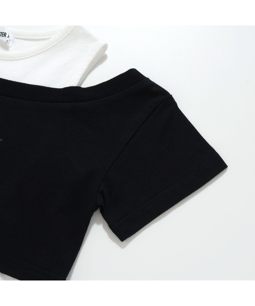 sister JENNI♥️一度着用美品8点！おまとめ14点 セール】【コットン100％】配色肩あきレイヤード風短丈Tシャツ