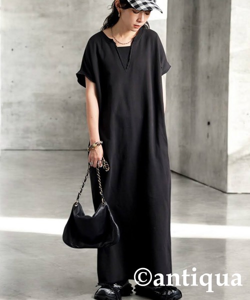 antiqua(アンティカ)の「ピグメント加工ワンピース(ワンピース・レディース・ダークグレー/ブラック・ONESIZE)」の22枚目の写真